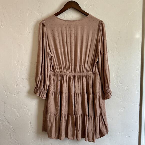 Anthropologie By the River Size Large Dress - Tan Brown Tiered Eyelet Buttoned - Picture 7 of 10